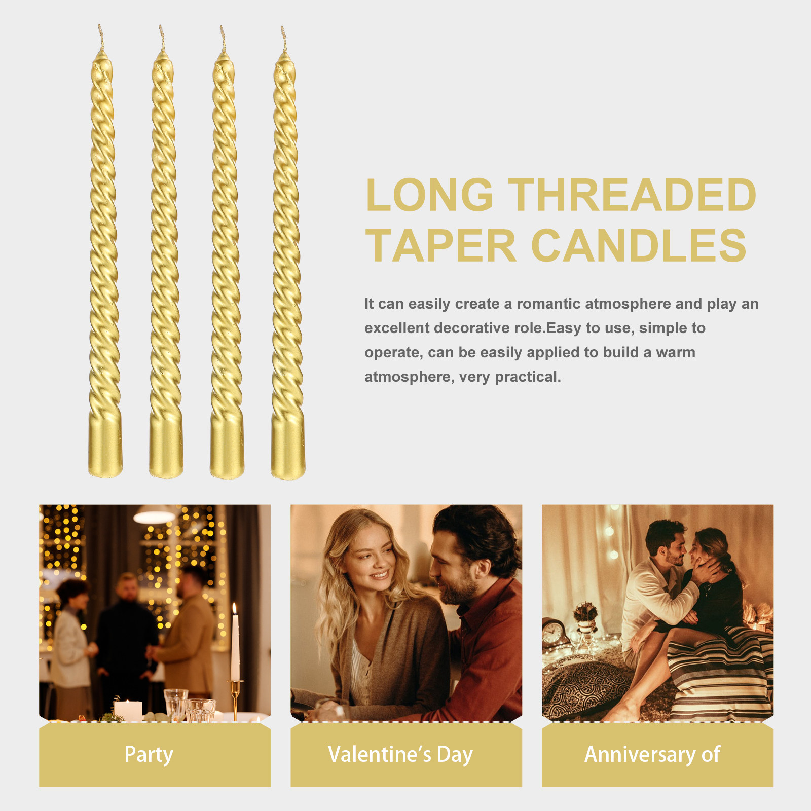 Paraffin Candle Wax - 4pcs Threaded Scented Dinner Holder Decorative