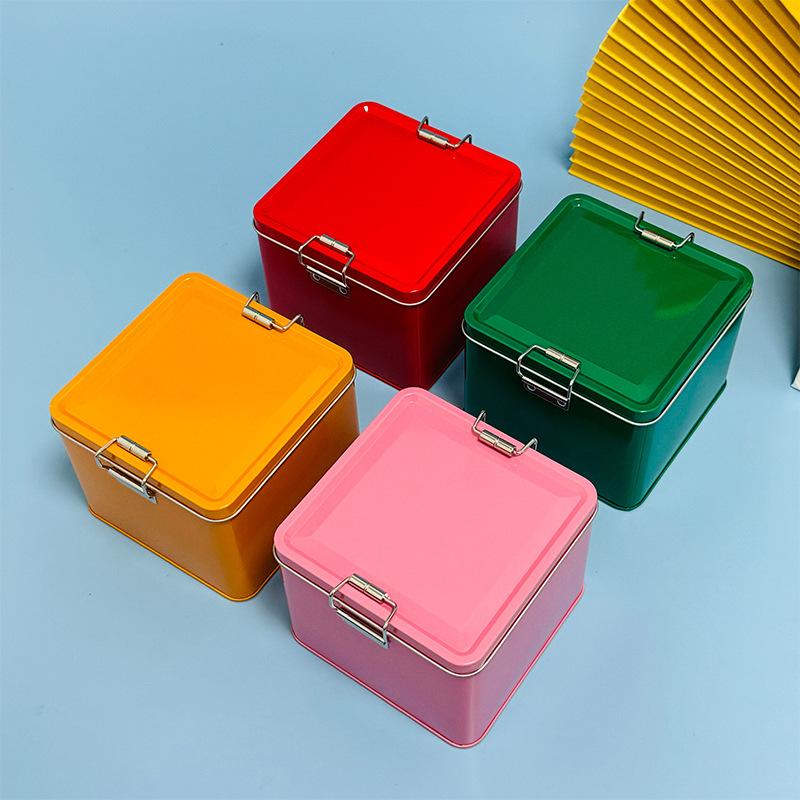 Square Tinplate Cookie Tins Bo - Tin Container Lid review and price