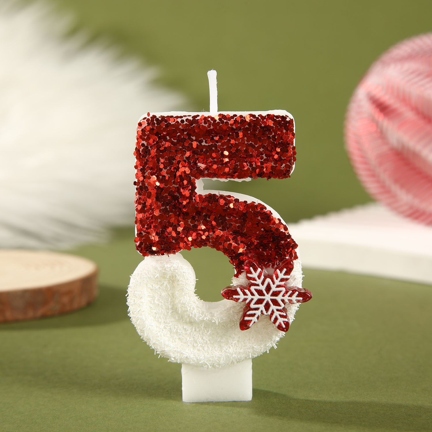Red White Sequined Birthday Ca - Paraffin Candle Wax review and price